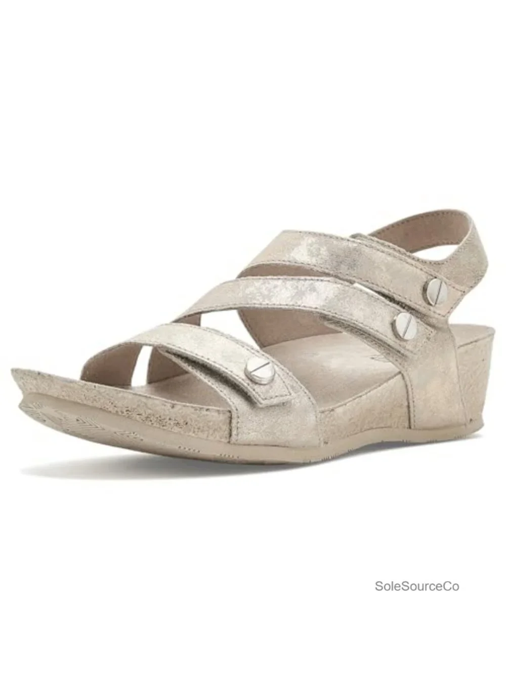 Munro Del Mar Suede Wedge Sandals Triple Adjust Hook & Loop Cream